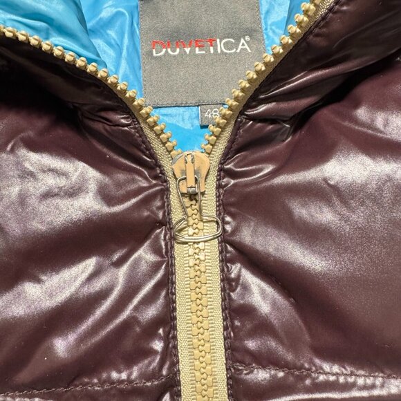 Duvetica Pure Goose Down Puffer Jacket Purple Defective Zipper Unisex Medium - Picture 10 of 13